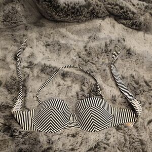 Tory Burch Black and White Striped Bikini Top